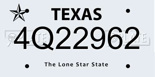 4Q22962 Texas License Plate