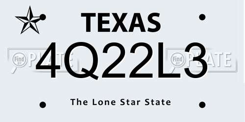 4Q22L3 Texas License Plate