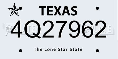 4Q27962 Texas License Plate