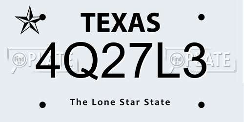 4Q27L3 Texas License Plate