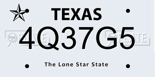 4Q37G5 Texas License Plate
