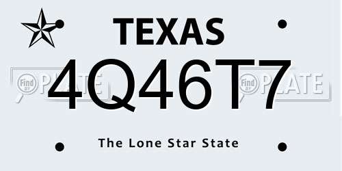 4Q46T7 Texas License Plate
