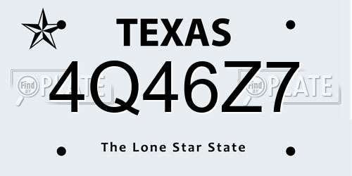 4Q46Z7 Texas License Plate