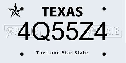 4Q55Z4 Texas License Plate