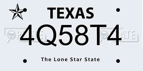 4Q58T4 Texas License Plate