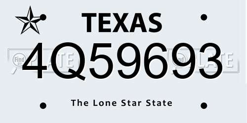 4Q59693 Texas License Plate