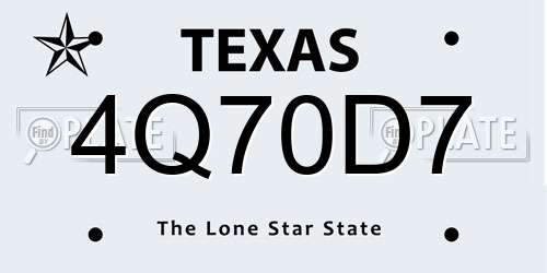 4Q70D7 Texas License Plate