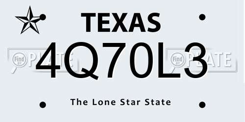 4Q70L3 Texas License Plate