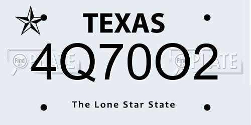 4Q70O2 Texas License Plate