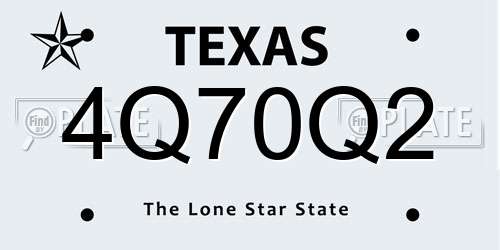 4Q70Q2 Texas License Plate