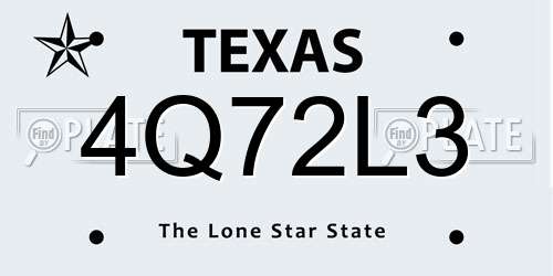 4Q72L3 Texas License Plate
