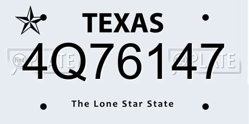 4Q76147 Texas License Plate