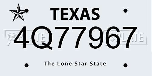 4Q77967 Texas License Plate