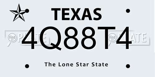 4Q88T4 Texas License Plate