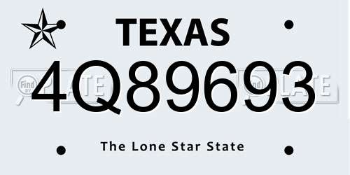 4Q89693 Texas License Plate
