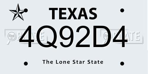 4Q92D4 Texas License Plate