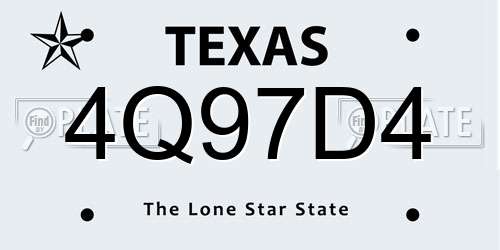 4Q97D4 Texas License Plate