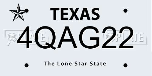 4QAG22 Texas License Plate
