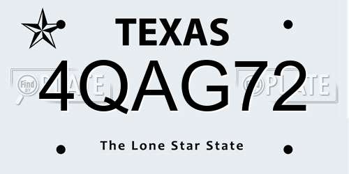 4QAG72 Texas License Plate
