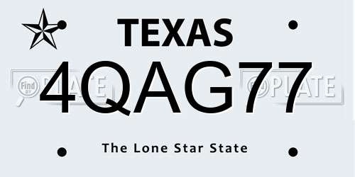 4QAG77 Texas License Plate