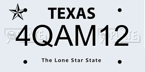 4QAM12 Texas License Plate
