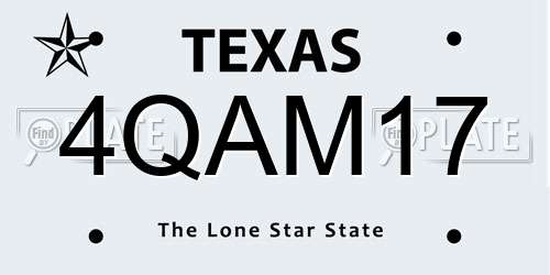 4QAM17 Texas License Plate