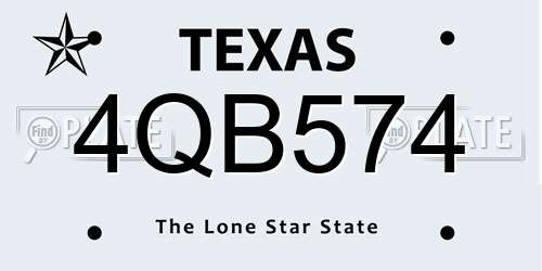 4QB574 Texas License Plate