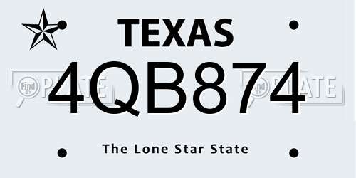 4QB874 Texas License Plate