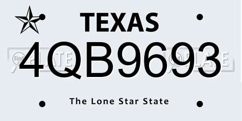 4QB9693 Texas License Plate