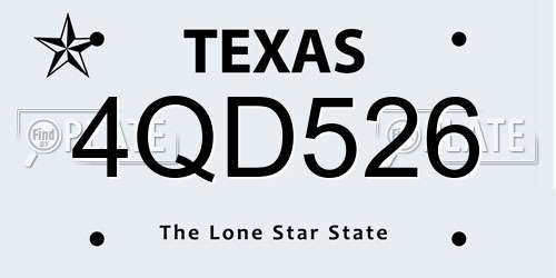 4QD526 Texas License Plate