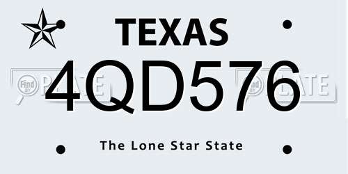 4QD576 Texas License Plate