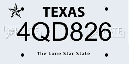 4QD826 Texas License Plate