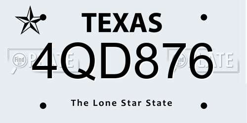 4QD876 Texas License Plate