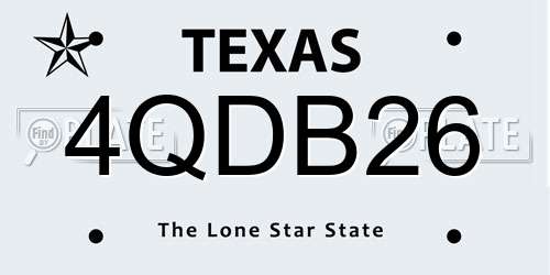 4QDB26 Texas License Plate