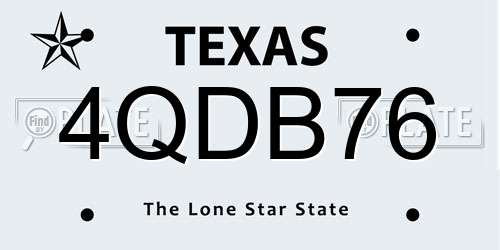 4QDB76 Texas License Plate