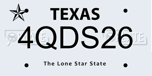 4QDS26 Texas License Plate