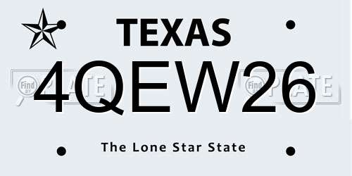4QEW26 Texas License Plate