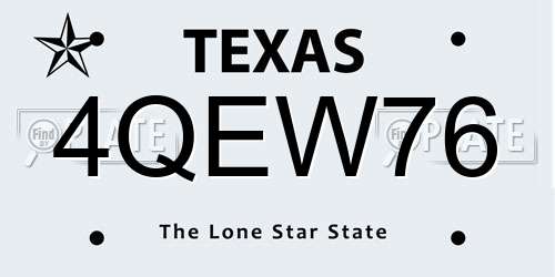 4QEW76 Texas License Plate