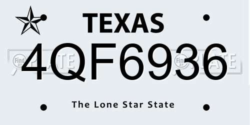 4QF6936 Texas License Plate