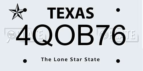 4QOB76 Texas License Plate