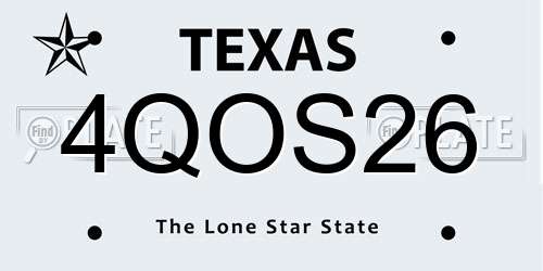 4QOS26 Texas License Plate