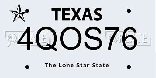 4QOS76 Texas License Plate