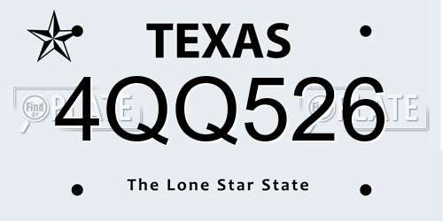 4QQ526 Texas License Plate