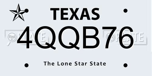 4QQB76 Texas License Plate