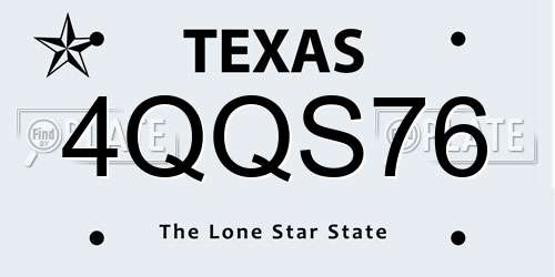 4QQS76 Texas License Plate