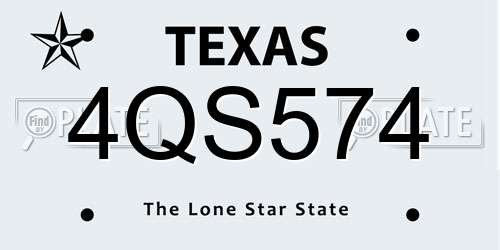 4QS574 Texas License Plate