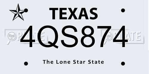 4QS874 Texas License Plate