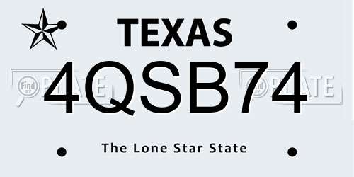 4QSB74 Texas License Plate