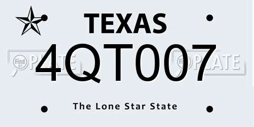 4QT007 Texas License Plate