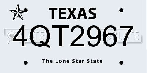 4QT2967 Texas License Plate
